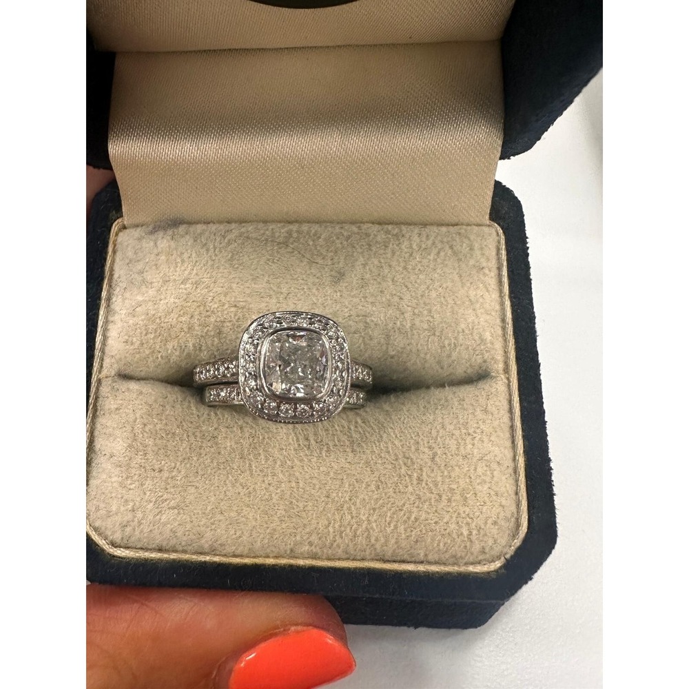Diamond Engagement Ring, Cushion Cut, Custom 1.14 carats, Platinum, size 4.25